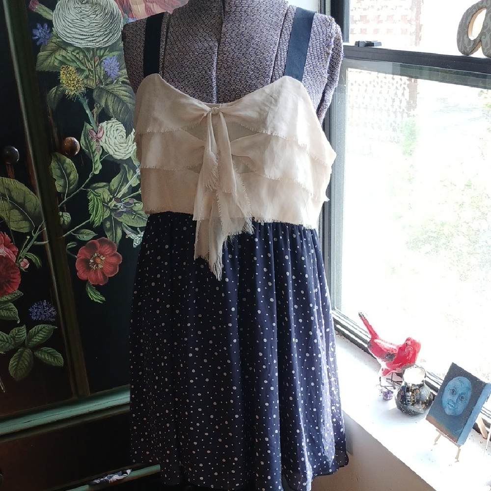 Lauren Conrad LC Navy and Cream Casual Dress Sz 16